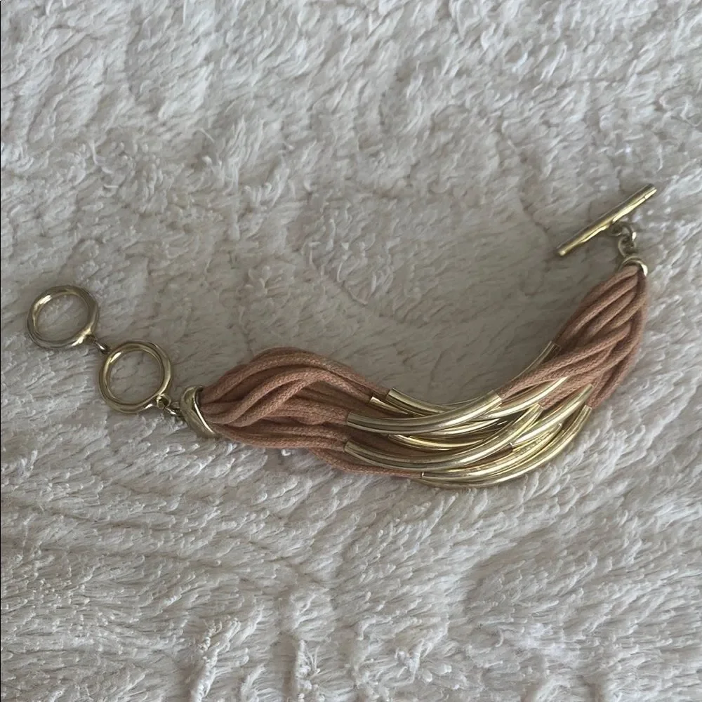 Bella & Jack Casually Elegant Gold and Tan Bracelet